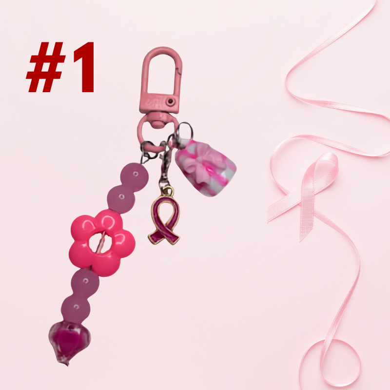 Breast Cancer Awareness Nail Keychain