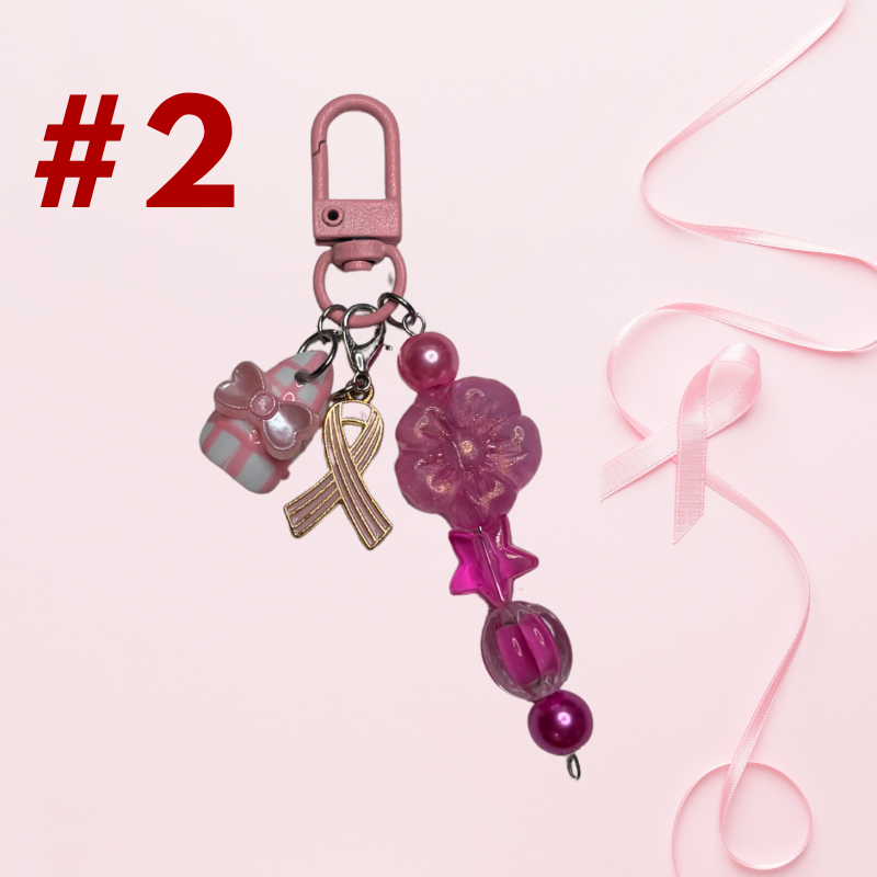 Breast Cancer Awareness Nail Keychain