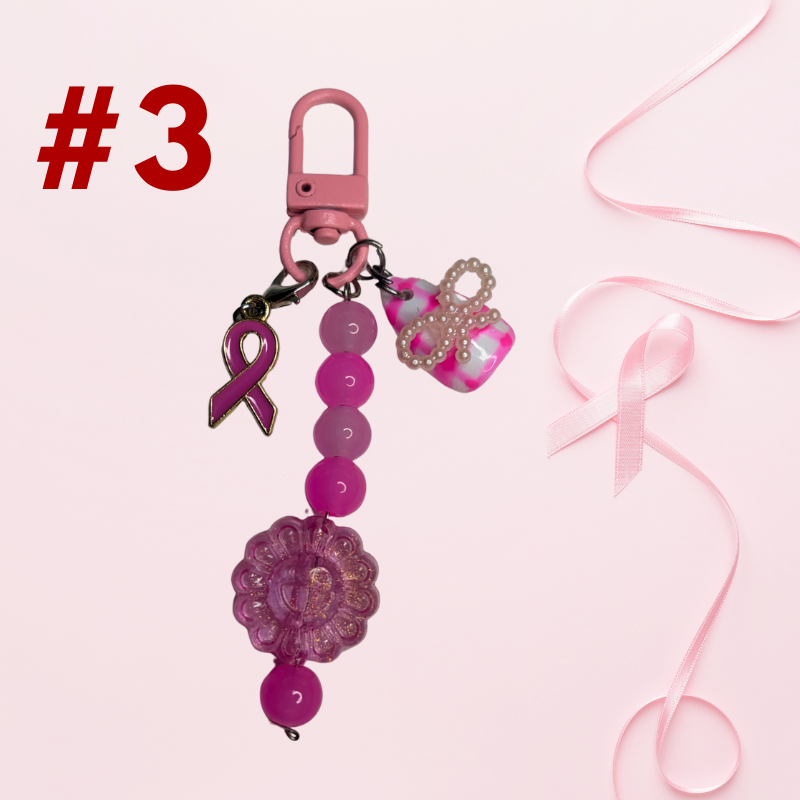 Breast Cancer Awareness Nail Keychain