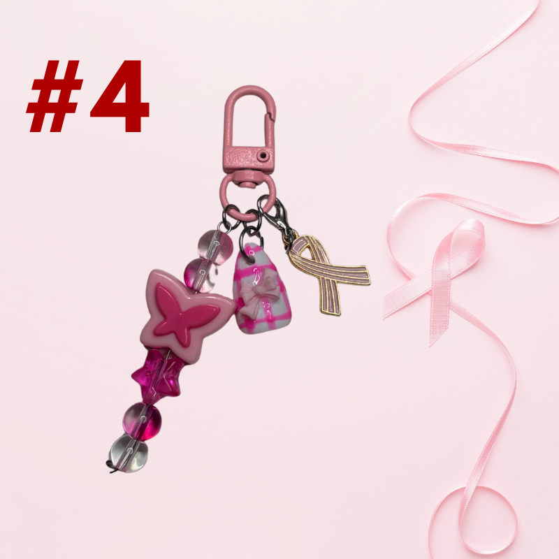 Breast Cancer Awareness Nail Keychain