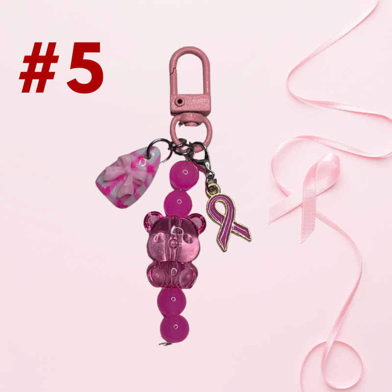 Breast Cancer Awareness Nail Keychain